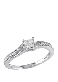 Best Sale ๐ 1/5 ct. t.w. Diamond Princess Cut Engagement Ring in 10k White Gold by Belk & Co. โ