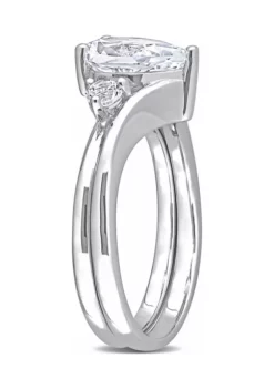 Brand new 💯 Lab Created 2.95 CT TGW Created White Sapphire Pear-Cut Bridal Ring Set in 10k White Gold by Belk & Co. 😀 -DealsBelk & Co. Store Belk 16192