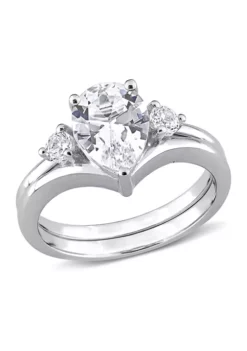 Brand new 💯 Lab Created 2.95 CT TGW Created White Sapphire Pear-Cut Bridal Ring Set in 10k White Gold by Belk & Co. 😀 -DealsBelk & Co. Store Belk 16195