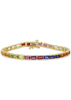 Cheapest 🛒 9.1 CT TGW Multi-Gemstone Tennis Bracelet in Yellow Plated Sterling Silver by Belk & Co. 👏 -DealsBelk & Co. Store Belk 16201