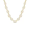 Flash Sale 🔥 8-8.5mm Freshwater Cultured Pearl and 1/3 CT TGW Cubic Zirconia Oval Link Necklace in 18k Yellow Plated Sterling Silver, 22 in by Belk & Co. 🤩