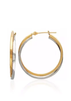 Outlet ๐ Double Square Hoop Earrings in 14k Yellow and White Gold by Belk & Co. ๐ฏ