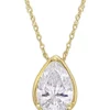 Discount 🎉 2 ct. t.w. Created Moissanite Teardrop Necklace in 10k Yellow Gold by Belk & Co. 🌟