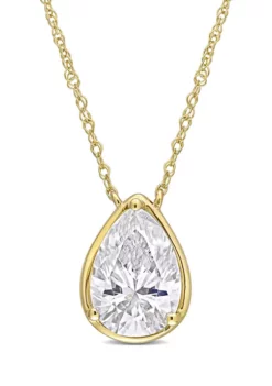 Discount ๐ 2 ct. t.w. Created Moissanite Teardrop Necklace in 10k Yellow Gold by Belk & Co. ๐