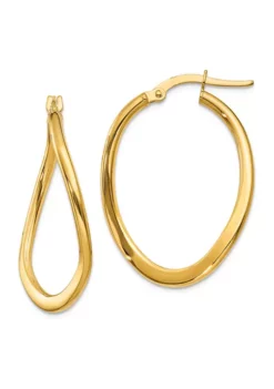 Cheapest 🤩 14K Yellow Gold 2 Millimeter Polished Tapered Twist Hoop Earrings by Belk & Co. 💯