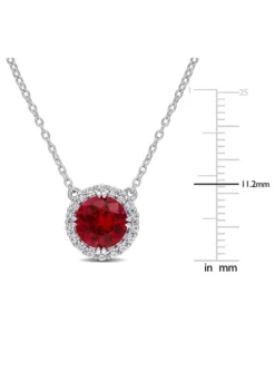 Flash Sale ⭐ Lab Created Created Ruby and Created White Sapphire Halo Necklace in Sterling Silver by Belk & Co. 🔥 -DealsBelk & Co. Store Belk 16263