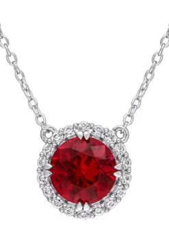 Flash Sale ⭐ Lab Created Created Ruby and Created White Sapphire Halo Necklace in Sterling Silver by Belk & Co. 🔥 -DealsBelk & Co. Store Belk 16265