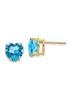 Flash Sale 🎁 4.4 ct. t.w. Blue Topaz 8mm Heart Earrings in 14K Yellow Gold by Belk & Co. 😉