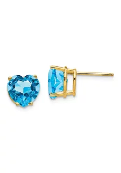Flash Sale 🎁 4.4 ct. t.w. Blue Topaz 8mm Heart Earrings in 14K Yellow Gold by Belk & Co. 😉 -DealsBelk & Co. Store Belk 16286