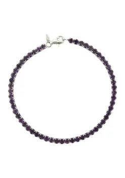 Cheap 🎁 Amethyst 3 Millimeter Round Bracelet in Sterling Silver by Belk & Co. 👏