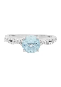Budget 😀 10K White Gold Aquamarine Diamond Engagement Ring by Belk & Co. 🌟