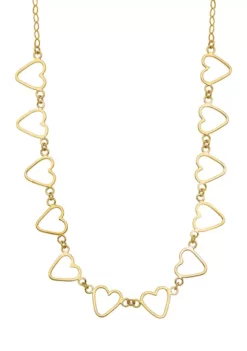 Best deal ⭐ Oval Cable with Open Flat Hearts Necklace in 14K Yellow Gold by Belk & Co. 🌟