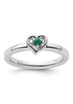 New 🛒 Lab Created 1/10 ct. t.w. Created Emerald Stackable Expressions Heart Ring in Sterling Silver by Belk & Co. 😉 -DealsBelk & Co. Store Belk 16359
