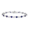 Budget 👍 Lab Created 13.5 ct. t.w. Created Blue and White Sapphire Tennis Bracelet in Sterling Silver by Belk & Co. 🤩