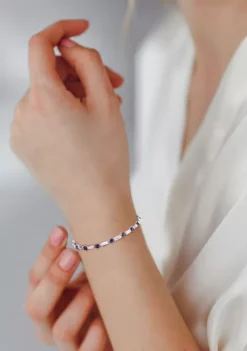 Budget 👍 Lab Created 13.5 ct. t.w. Created Blue and White Sapphire Tennis Bracelet in Sterling Silver by Belk & Co. 🤩 -DealsBelk & Co. Store Belk 16368