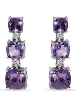 Cheapest 🎁 4.06 ct. Amethyst and Created White Sapphire Drop Earrings, Sterling Silver by Belk & Co. ⌛