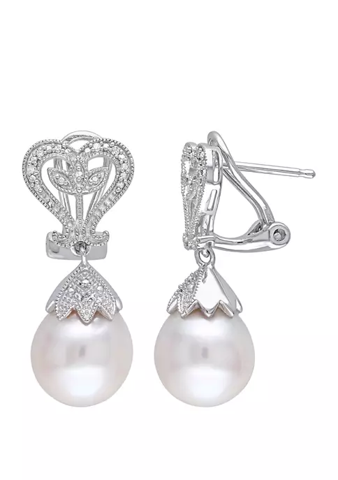 Flash Sale ⌛ Pearl and 1/10 ct. t.w. Diamond Accent Heart Earrings in Sterling Silver by Belk & Co. 👏 4 Flash Sale ⌛ Pearl and 1/10 ct. t.w. Diamond Accent Heart Earrings in Sterling Silver by Belk & Co. 👏 - Image 4