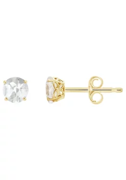 Best Sale 🧨 14K Yellow Gold 5mm Round White Topaz Stud Earrings by Belk & Co. ✔️