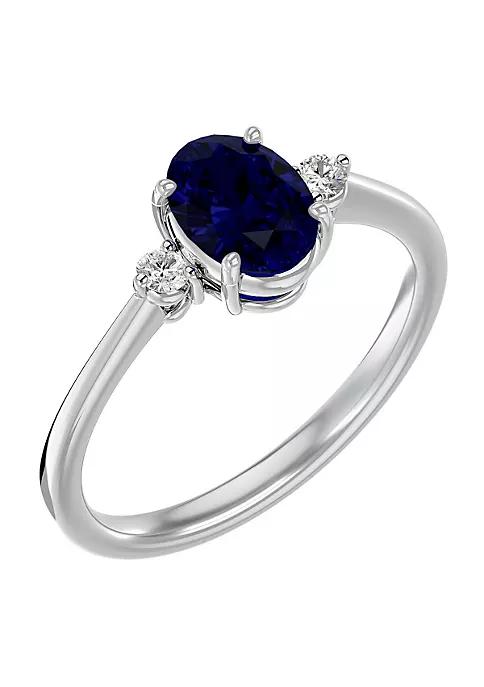 Cheapest ๐ Lab Created 1 1/3cttw Oval Shape Created Sapphire and Two Diamond Ring In Sterling Silver by Belk & Co. โ 2 Cheapest ๐ Lab Created 1 1/3cttw Oval Shape Created Sapphire and Two Diamond Ring In Sterling Silver by Belk & Co. โ - Image 2