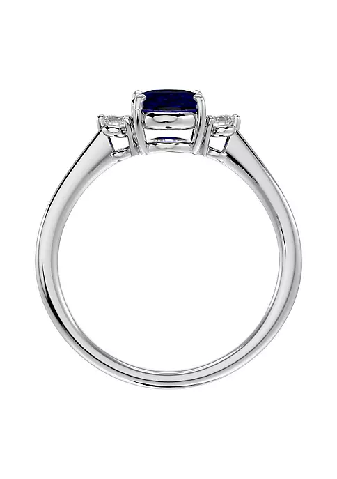 Cheapest ๐ Lab Created 1 1/3cttw Oval Shape Created Sapphire and Two Diamond Ring In Sterling Silver by Belk & Co. โ 3 Cheapest ๐ Lab Created 1 1/3cttw Oval Shape Created Sapphire and Two Diamond Ring In Sterling Silver by Belk & Co. โ - Image 3