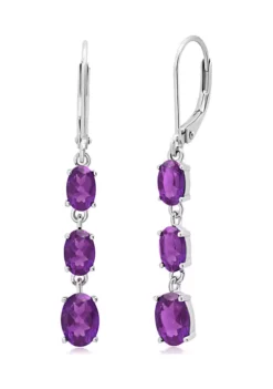 Coupon ✨ Genuine Amethyst Oval Shape Dangle Earrings in 925 Sterling Silver (1.5 Inch) by Belk & Co. ❤️
