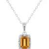 Coupon 🧨 Sterling Silver 6x4mm Emerald Cut Citrine Diamond Accent Halo Pendant Necklace by Belk & Co. 🎉