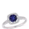 Flash Sale 💯 1.0 ct. t.w. Created Sapphire and 1/7 ct. t.w. Diamond Floating Halo Ring in 10k White Gold by Belk & Co. ❤️
