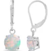 Best reviews of 🔥 Sterling Silver Round Checkerboard Cut Created Opal Leverback Earrings by Belk & Co. ⌛