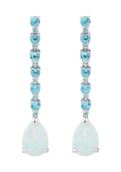Brand new 🛒 Created Opal and Swiss Blue Topaz Earrings in Sterling Silver by Belk & Co. ⭐ -DealsBelk & Co. Store Belk 16460
