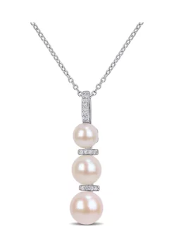 New ⭐ Cultured Freshwater Pearl and Diamond Drop Pendant with Chain in Sterling Silver by Belk & Co. 🧨