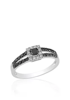 Best deal 🎁 Black and White Diamond Ring in 10k White Gold by Belk & Co. 💯