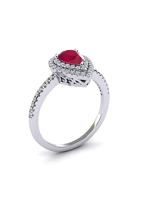 Cheapest โ๏ธ Lab Created 1cttw Pear Shape Created Ruby and Double Halo Diamond Ring In Sterling Silver by Belk & Co. ๐ 2 Cheapest โ๏ธ Lab Created 1cttw Pear Shape Created Ruby and Double Halo Diamond Ring In Sterling Silver by Belk & Co. ๐ - Image 2