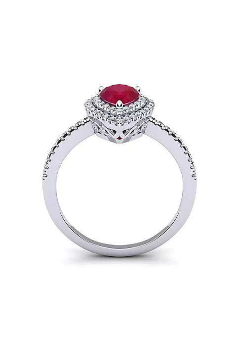 Cheapest โ๏ธ Lab Created 1cttw Pear Shape Created Ruby and Double Halo Diamond Ring In Sterling Silver by Belk & Co. ๐ 3 Cheapest โ๏ธ Lab Created 1cttw Pear Shape Created Ruby and Double Halo Diamond Ring In Sterling Silver by Belk & Co. ๐ - Image 3