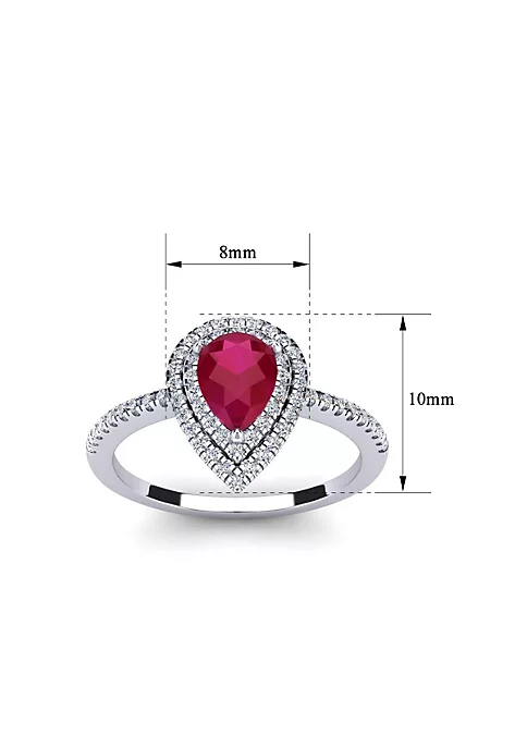 Cheapest โ๏ธ Lab Created 1cttw Pear Shape Created Ruby and Double Halo Diamond Ring In Sterling Silver by Belk & Co. ๐ 5 Cheapest โ๏ธ Lab Created 1cttw Pear Shape Created Ruby and Double Halo Diamond Ring In Sterling Silver by Belk & Co. ๐ - Image 5