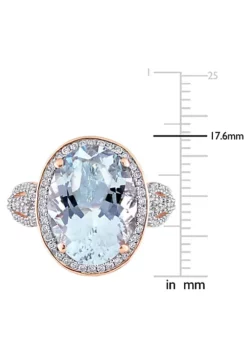 Deals 🤩 30.7 ct. t.g.w. Aquamarine and 7/8 ct. t.w. Diamond Halo Cocktail Ring in 14K Rose Gold by Belk & Co. 👏 -DealsBelk & Co. Store Belk 16499