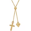 Best Pirce 🔔 14K Yellow Gold Cross & Heart latiat on Spiga Bead Chain Necklace by Belk & Co. 🧨