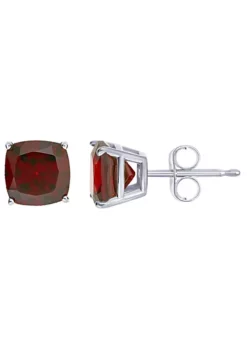 Brand new ๐ฅ Sterling Silver 6mm Cushion Garnet Stud Earrings by Belk & Co. ๐งจ