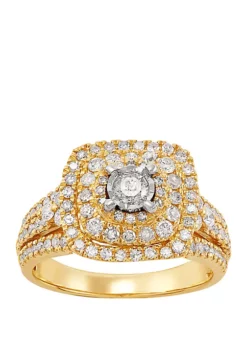 Deals ❤️ My Forever 1 ct. t.w. Diamond Composite Engagement Ring in 10k Yellow Gold by Belk & Co. ⌛