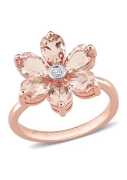 Buy 👏 2.37 ct. t.w. Morganite and Diamond Accent Floral Ring in 10k Rose Gold by Belk & Co. ✔️