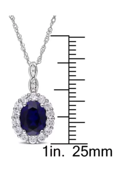 Wholesale ✔️ Created Blue Sapphire, White Topaz and Diamond Accent Oval Vintage Pendant With Chain in 14k White Gold by Belk & Co. 🤩 -DealsBelk & Co. Store Belk 16583
