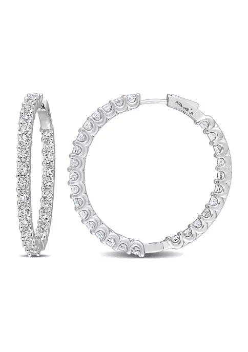 Best Pirce 👍 Lab Created 8.40 ct. t.g.w. Created White Sapphire Inside-Outside Hoop Earrings in Sterling Silver by Belk & Co. 🥰 5 Best Pirce 👍 Lab Created 8.40 ct. t.g.w. Created White Sapphire Inside-Outside Hoop Earrings in Sterling Silver by Belk & Co. 🥰 - Image 5