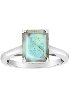 Budget 😉 Sterling Silver 10x8mm Emerald Cut Labradorite Solitaire Ring by Belk & Co. ⌛ -DealsBelk & Co. Store Belk 16631
