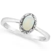 Best deal 👏 Sterling Silver 6x4mm Oval Opal Diamond Accent Halo Ring by Belk & Co. 👏