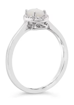 Best deal 👏 Sterling Silver 6x4mm Oval Opal Diamond Accent Halo Ring by Belk & Co. 👏 -DealsBelk & Co. Store Belk 16637