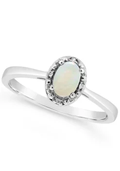 Best deal 👏 Sterling Silver 6x4mm Oval Opal Diamond Accent Halo Ring by Belk & Co. 👏 -DealsBelk & Co. Store Belk 16639