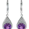 Discount 🛒 2.8 ct. t.w. African Amethyst and Created White Sapphire Lever Back Drop Earrings in Sterling Silver by Belk & Co. 🛒