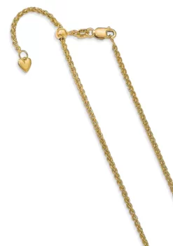 Outlet ⌛ 14K Yellow Gold Adjustable 1.6 Millimeter Semi Solid Spiga Chain by Belk & Co. 🎁 -DealsBelk & Co. Store Belk 16653