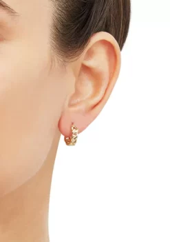 Buy ✨ Curb Design Huggies Earrings in 10K Yellow Gold by Belk & Co. 🥰 -DealsBelk & Co. Store Belk 16659