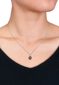 Cheapest 😍 8-9mm Black Tahitian Cultured Pearl and 1/10 CT TGW White Topaz Pendant with Chain in Sterling Silver by Belk & Co. 😀 -DealsBelk & Co. Store Belk 16669