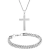 Wholesale 😉 Stainless Steel Cross Pendant and 6 Millimeter Foxtail Chain Bracelet in a Box Set by Belk & Co. 🎉